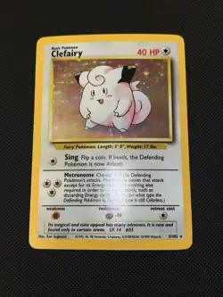 Clefairy 5/102 Pokemon TCG Base Set Holo LP/NM Vintage 1999 Card - Image 2