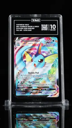 TAG 10💎💧Vaporeon VMAX - 2021 Pokemon Card - Evolving Skies #030/203 (G3191962) - Image 1