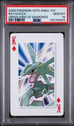 2006 Pokemon Center 10th Anniv Playing Poker Cards Rayquaza King Diamonds PSA 10 - Image 1