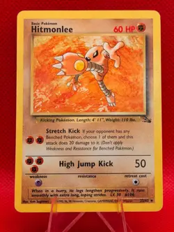 HITMONLEE 22/62 RARE FOSSIL POKEMON UNLIMITED HP/LP HITMONLEE - Image 1
