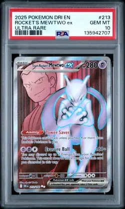 2025 POKEMON DRI EN-DESTINED RIVALS ULTRA RARE TEAM ROCKET'S MEWTWO EX PSA 10 - Image 1