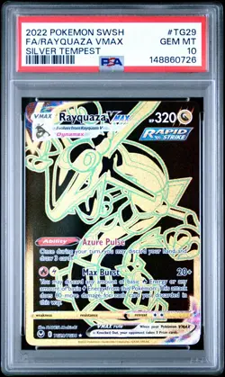 2022 Pokemon Rayquaza VMAX Full Art Silver Tempest PSA 10 #TG29 RARE Holo Foil - Image 1