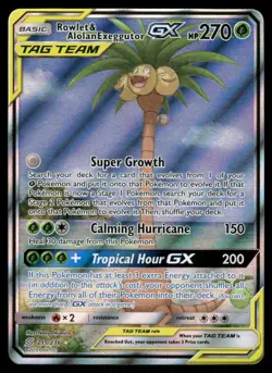 Pokemon Cards Rowlet & Alolan Exeggutor GX 215/236 Unified Minds Rare Ultra NM - Image 1