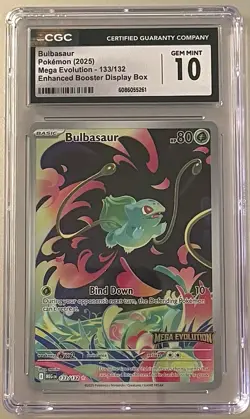 Pokemon Bulbasaur 133/132 Stamped Mega Evolution Illustration Rare CGC 10 GM - Image 1