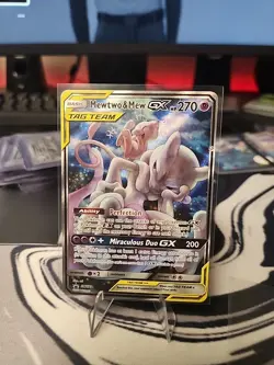 2019 POKEMON SM BLACK STAR PROMO #SM191 FULL ART/MEWTWO & MEW GX - Image 1