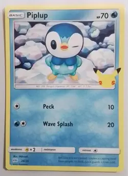 2021 Pokemon 25th Anniversary Piplup 20/25 Non Holo McDonalds NM/M - Image 1