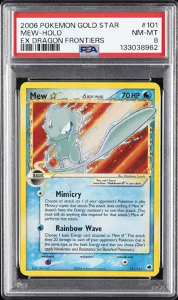 2006 POKEMON EX DRAGON FRONTIERS GOLD STAR #101 MEW-HOLO PSA 8 - Image 1