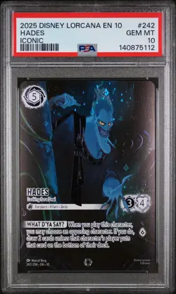 Disney Lorcana Hades Looking for a Deal Iconic PSA 10 Holo 242/204 - Image 1