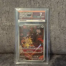 Team Rocket's Meowth 203/182 Illustration Rare Pokemon Card - 7 NEAR MINT - Image 1
