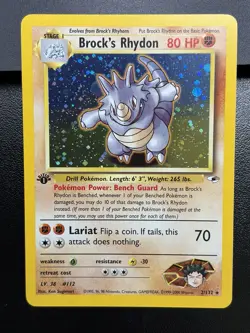 BROCK'S RHYDON Pokemon Card - WOTC - 1st Edition - Gym Heroes 2/132 NM (A) - Image 2