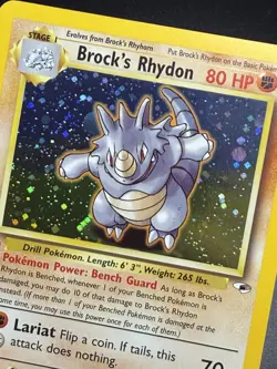 BROCK'S RHYDON Pokemon Card - WOTC - 1st Edition - Gym Heroes 2/132 NM (A) - Image 3