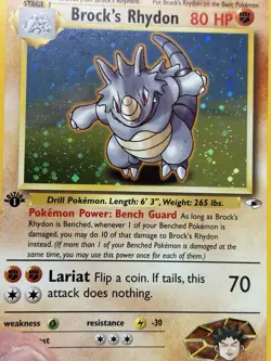 BROCK'S RHYDON Pokemon Card - WOTC - 1st Edition - Gym Heroes 2/132 NM (A) - Image 5