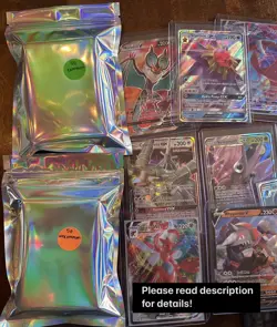 Pokemon Card Lot 100 Cards- Com/Unc (7 rev holos) + TWO Bonus Full Art V/Vmax/GX - Image 1
