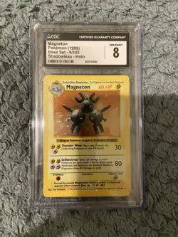 CGC 8 Magneton Pokemon Base Set Shadowless 9/102 Holo Rare 1999 Graded Card - Image 1