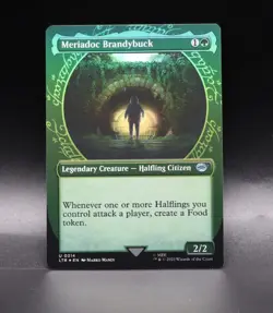 MTG Meriadoc Brandybuck (Foil Showcase) [Tales of Middle-Earth, Near Mint] - Image 1