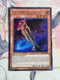 Yugioh Asian English CR06-AE003 Evil HERO Adusted Gold Ultra rare NM - Image 3