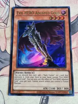 Yugioh Asian English CR06-AE003 Evil HERO Adusted Gold Ultra rare NM - Image 4