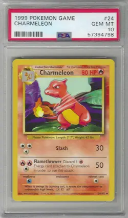PSA 10 GEM MINT 1999 Pokemon Base Set Unlimited Charmeleon #24/102 Uncommon Card - Image 1