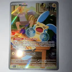 Pokemon Minun 194/182 SV04: Paradox Rift Illustration Rare Full Art Holo Card - Image 1