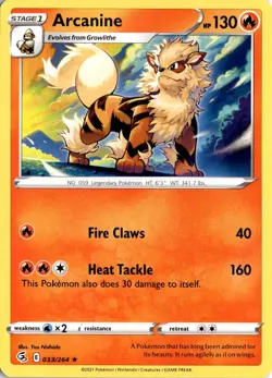 Arcanine 033/264 SWSH08: Fusion Strike Pokemon Card TCG - Image 1