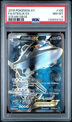 2016 POKEMON XY STEAM SIEGE #108 FULL ART/STEELIX EX PSA 8 - Image 1