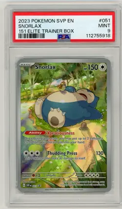 2023 Pokemon Scarlet & Violet Black Star Promo 151 ETB Snorlax #051 PSA 9 Mint - Image 1