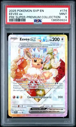 2025 POKEMON SVP EN-SV BLK STAR PROMO #174 EEVEE EX PRE SUPERPREMIUM COLL PSA 9 - Image 1