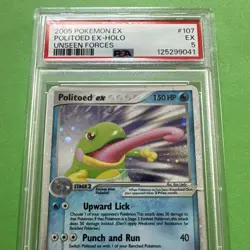 Pokemon TCG Politoed ex Ultra Rare Holo Unseen Forces 107/115 PSA 5 - Image 3