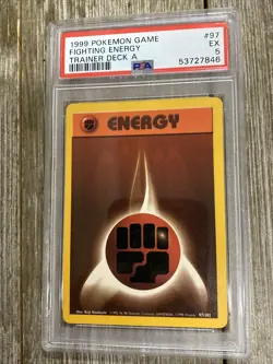 PSA 5 1999 Pokemon Game Fighting Energy Trainer Deck A - Image 1