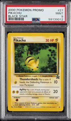 2000 POKEMON PROMO BLACK STAR #27 PIKACHU PSA 9 - Image 1