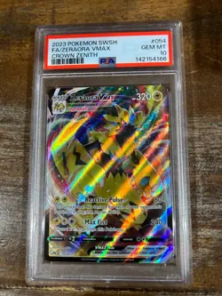 POKEMON 2023 Crown Zenith Full Art ZERAORA Vmax #054 PSA 10 Gem Mint - Image 1