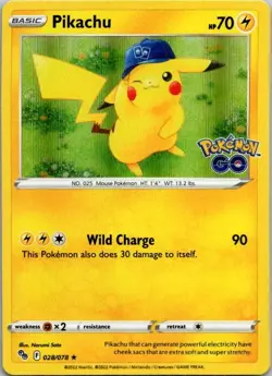 Pikachu (28) Holo Rare Pokemon GO 028/078 NM - Image 1