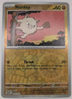 Mankey 56/165 Pokemon TCG Scarlet & Violet 151 Reverse Holo NM - Image 1