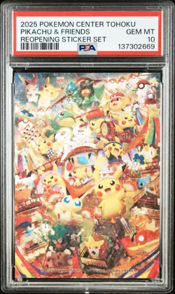 2025 POKEMON CENTER TOHOKU REOPENING STICKER SET PIKACHU & FRIENDS PSA 10 - Image 1