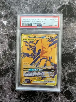 2021 POKEMON SM BLACK STAR PROMO #SM248 FULL ART/PIKACHU & ZEKROM GX PSA 7 - Image 1