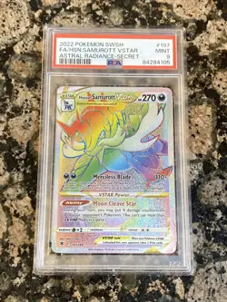 2022 Pokemon FA Hisuian Samurott VSTAR #197 Astral Radiance Secret Rare PSA 9 - Image 1