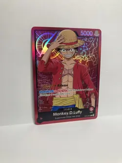 One Piece TCG Monkey.D.Luffy ST01-001 Leader Super Pre-Release NM Foil English - Image 1