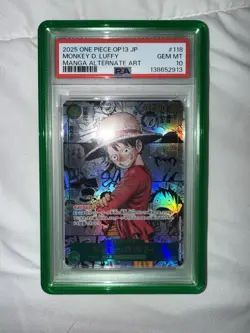 Monkey D Luffy Manga PSA 10 - One Piece OP13-118 Carrying On His Will Japanese - Image 1
