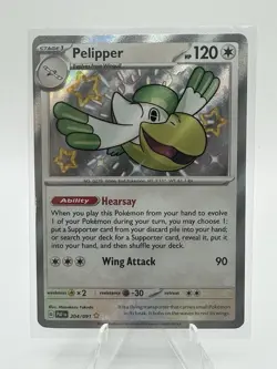 Pokemon TCG Pelipper Scarlet & Violet Paldean Fates Holo Shiny Rare Card 204/091 - Image 1