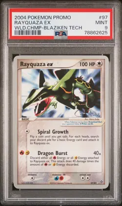 2004 Pokemon Promo World Championship Blaziken Tech 97 Rayquaza Ex PSA 9 Mint - Image 1