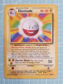 Electrode 21/102 Rare: Base Set Pokemon Trading Card Game TCG - Image 1