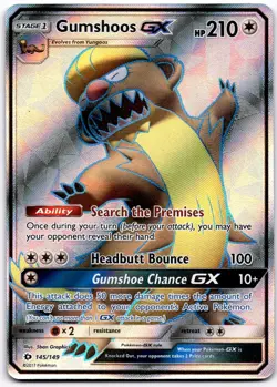 Gumshoos GX (Full Art) 145/149 Holo Ultra Rare SM Base Set Pokemon Near Mint - Image 1