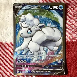 POKEMON TCG ALOLAN VULPIX V FULL ART ULTRA RARE! 173/195 SILVER TEMPEST! - Image 1