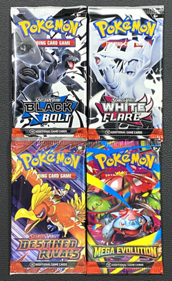 4 Pokemon Booster Packs | Destined Rivals | Black Bolt | White Flare | Mega Evo - Image 1
