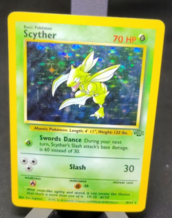 1999 Pokemon Scyther 10/64 Jungle Holo Partial Missing Symbol Error WOTC LP - Image 1