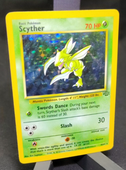1999 Pokemon Scyther 10/64 Jungle Holo Partial Missing Symbol Error WOTC LP - Image 3