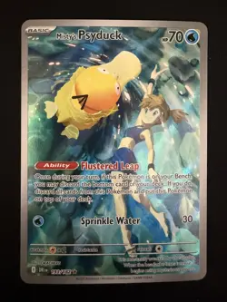 Pokemon TCG Misty's Psyduck 193/182 Sv10 Illustration Rare Full Art Holo - Image 1