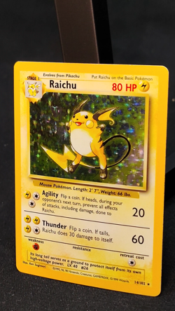 1999 Pokemon Raichu 14/102 Base Set Holo Rare Unlimited WOTC LP/NM - Image 2