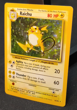 1999 Pokemon Raichu 14/102 Base Set Holo Rare Unlimited WOTC LP/NM - Image 3