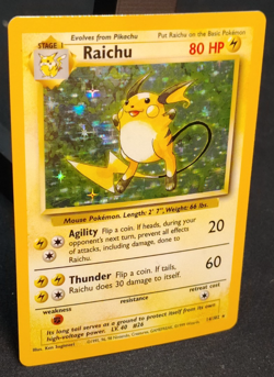 1999 Pokemon Raichu 14/102 Base Set Holo Rare Unlimited WOTC LP/NM - Image 4